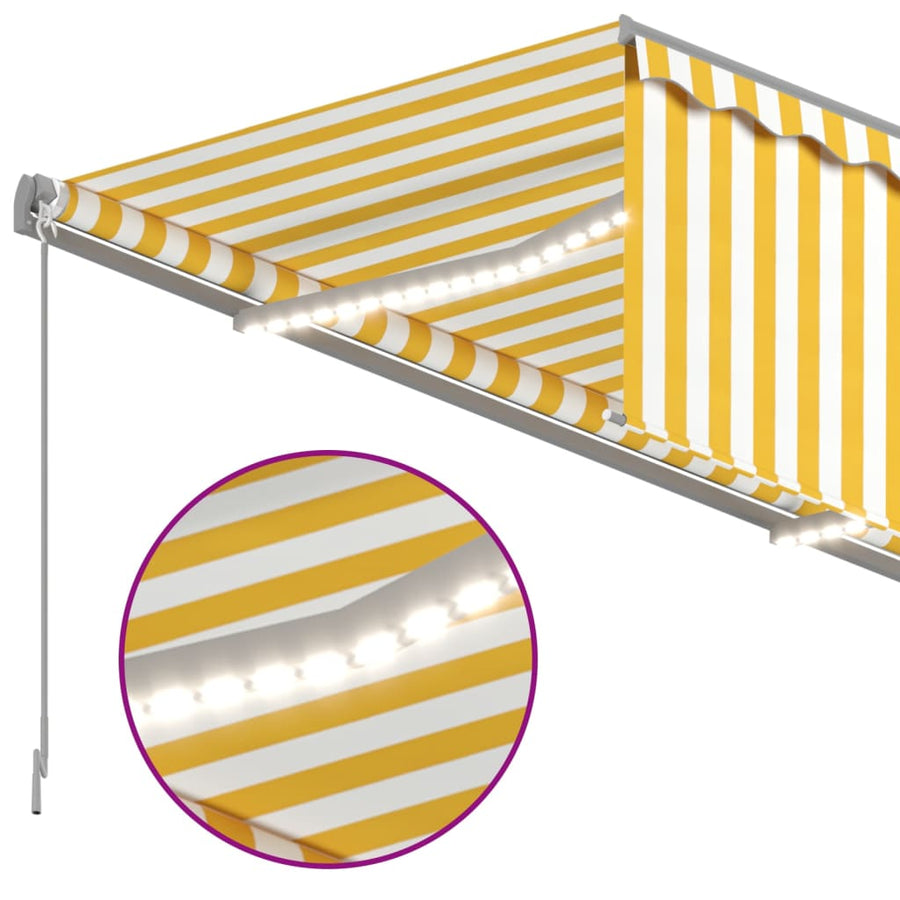 Luifel Handmatig Uittrekbaar Rolgordijn Led 3,5X2,5 M Geel Wit 3.5 x 2.5 m Geel en wit