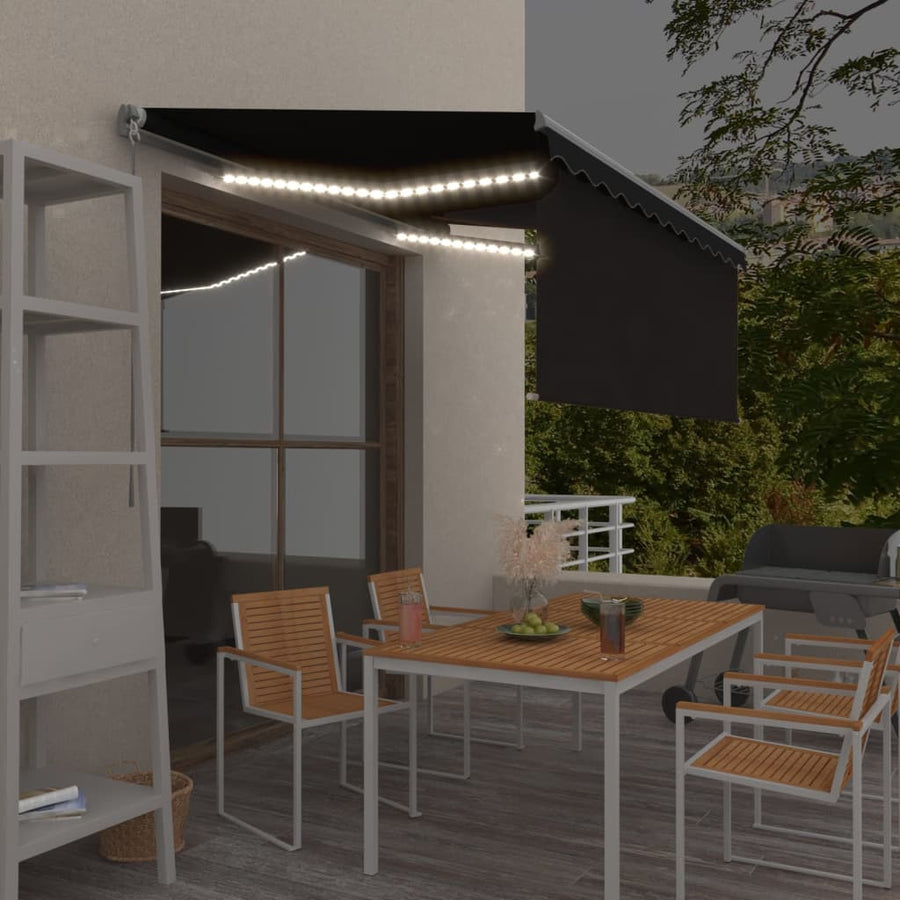 Luifel Handmatig Uittrekbaar Rolgordijn Led 3,5X2,5 M 3.5 x 2.5 m Antraciet