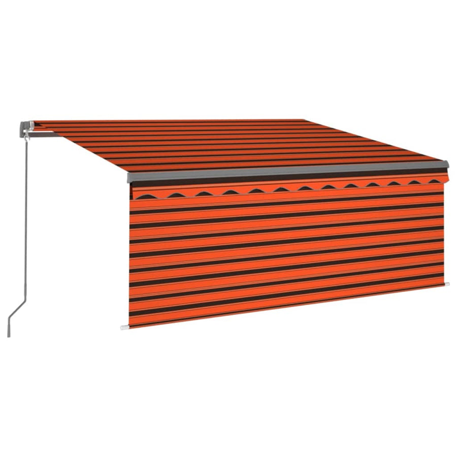 Luifel Handmatig Uittrekbaar Gordijn Led 3,5X2,5 M Oranje Bruin 3.5 x 2.5 m Multikleur