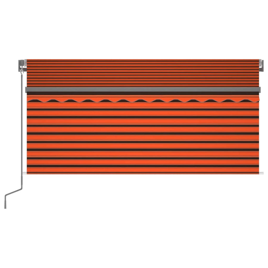 Luifel Handmatig Uittrekbaar Gordijn Led 3,5X2,5 M Oranje Bruin 3.5 x 2.5 m Multikleur