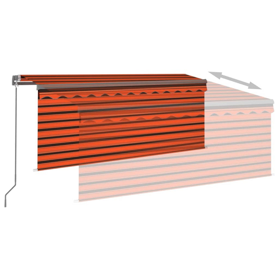 Luifel Handmatig Uittrekbaar Gordijn Led 3,5X2,5 M Oranje Bruin 3.5 x 2.5 m Multikleur