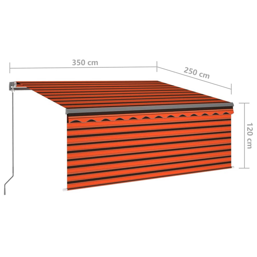 Luifel Handmatig Uittrekbaar Gordijn Led 3,5X2,5 M Oranje Bruin 3.5 x 2.5 m Multikleur