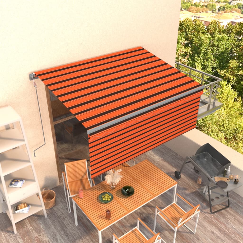 Luifel Automatisch Uittrekbaar Rolgordijn 3,5X2,5M Oranje Bruin 3.5 x 2.5 m Multikleur