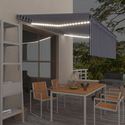 Luifel 4x3 m blauw wit met rolgordijn en LED