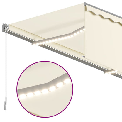 Luifel Handmatig Uittrekbaar Met Rolgordijn En Led 4 x 3 m Crème