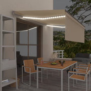 Luifel 4x3 m crème handmatig uittrekbaar met LED