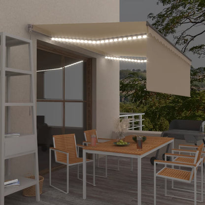 Luifel Handmatig Uittrekbaar Met Rolgordijn En Led 4 x 3 m Crème