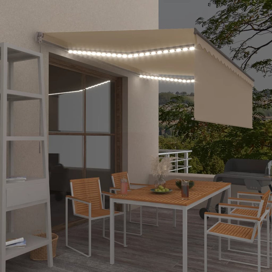 Luifel Handmatig Uittrekbaar Met Rolgordijn En Led 4 x 3 m Crème