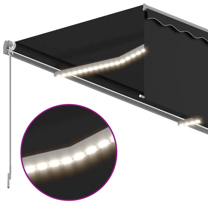 Luifel Handmatig Uittrekbaar Met Rolgordijn Led 4X3 M Antraciet