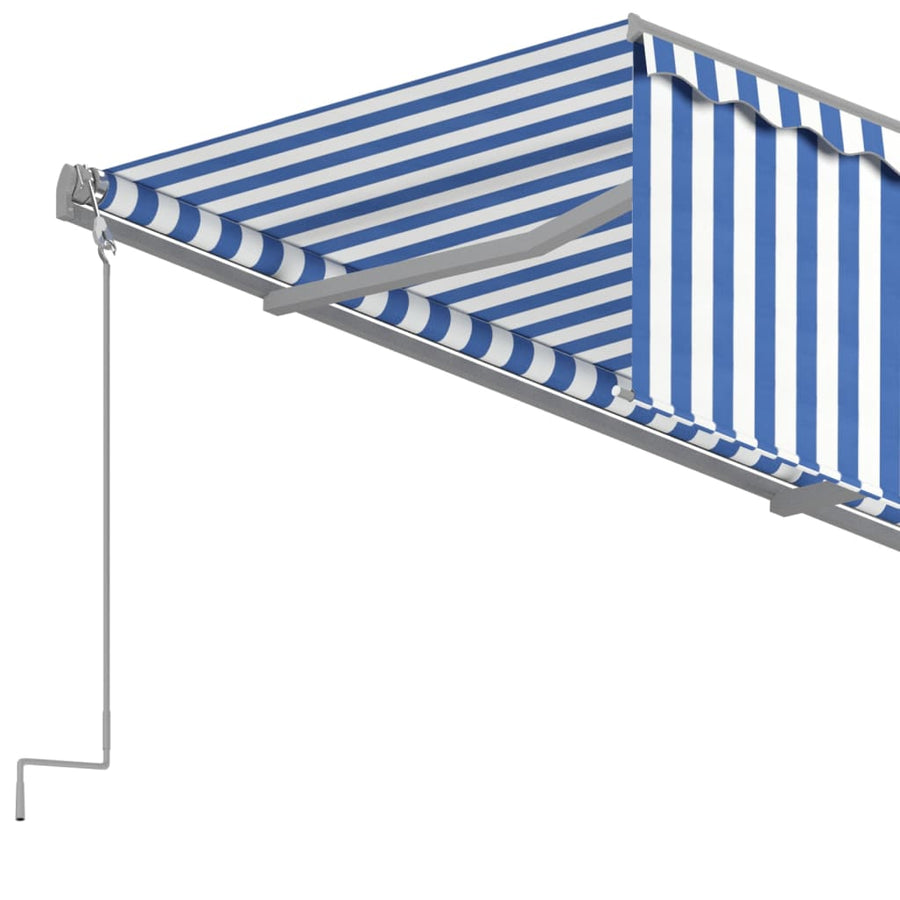 Luifel Automatisch Uittrekbaar Met Rolgordijn 4 x 3 m Blauw en wit