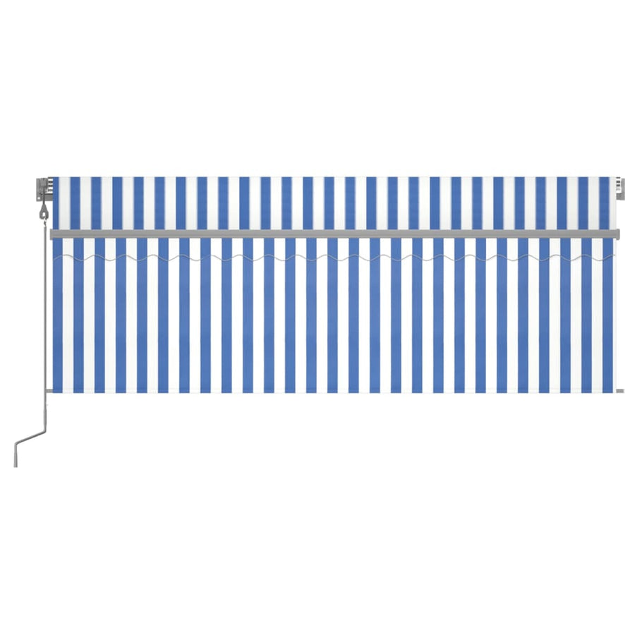 Luifel Automatisch Rolgordijn Led Windsensor 4 x 3 m Blauw en wit
