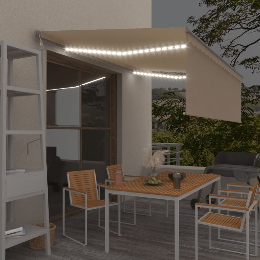 Luifel Automatisch Met Rolgordijn Led Windsensor 4 x 3 m Crème