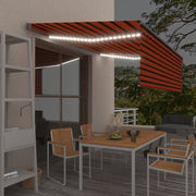 Luifel 4x3 m met rolgordijn LED windsensor oranje bruin
