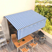 Luifel 4,5x3 m blauw wit handmatig uittrekbaar