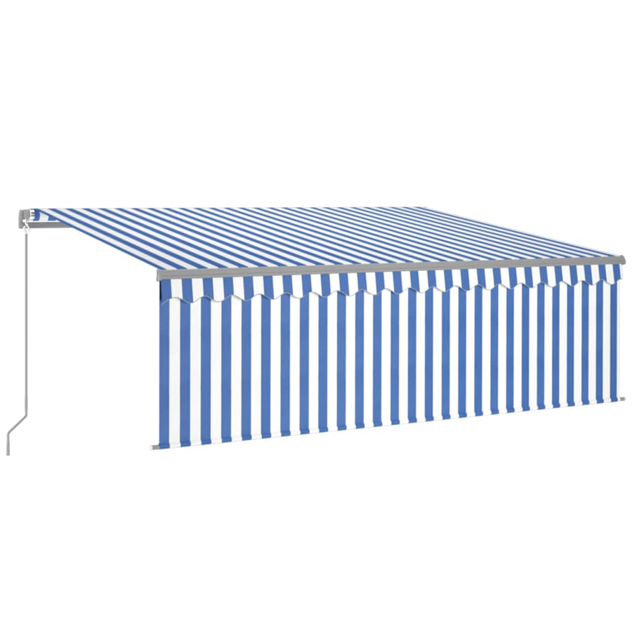 Luifel Handmatig Uittrekbaar Rolgordijn Led 4,5X3 M 4.5 x 3 m Blauw en wit