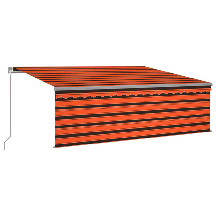 Luifel Handmatig Uittrekbaar Rolgordijn Led 4,5X3M Oranje Bruin 4.5 x 3 m Multikleur