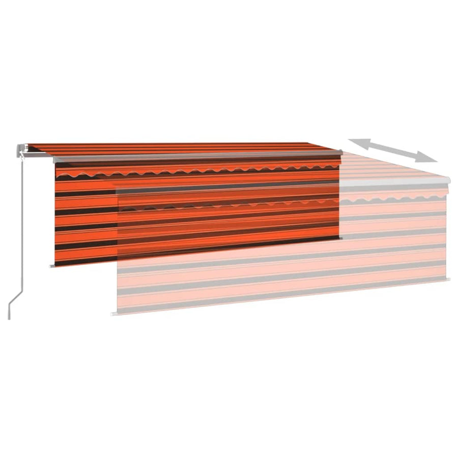 Luifel Handmatig Uittrekbaar Rolgordijn Led 4,5X3M Oranje Bruin 4.5 x 3 m Multikleur