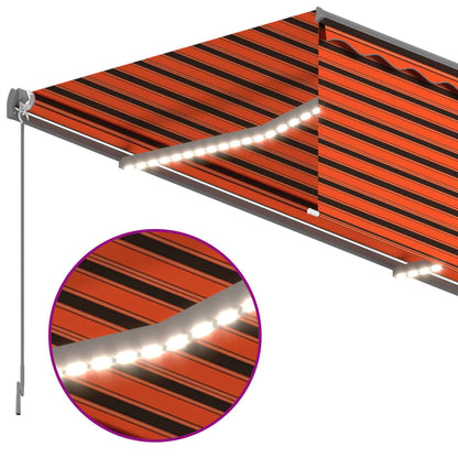 Luifel Handmatig Uittrekbaar Rolgordijn Led 4,5X3M Oranje Bruin 4.5 x 3 m Multikleur