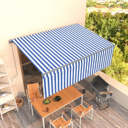 Luifel 4,5x3 m blauw wit automatisch met rolgordijn