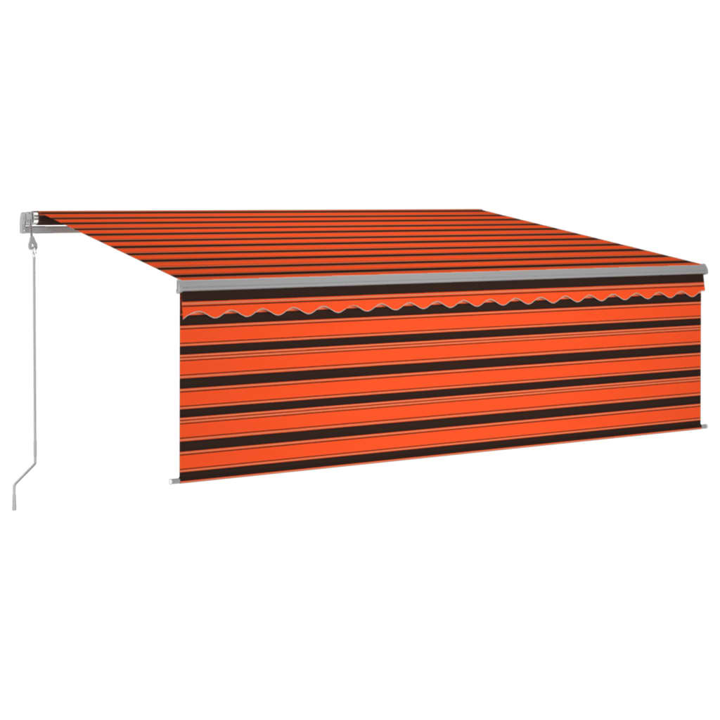 Luifel Met Rolgordijn, Led En Windsensor 4,5X3 M Oranje Bruin 4.5 x 3 m Multikleur
