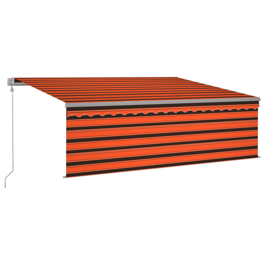 Luifel Met Rolgordijn, Led En Windsensor 4,5X3 M Oranje Bruin 4.5 x 3 m Multikleur