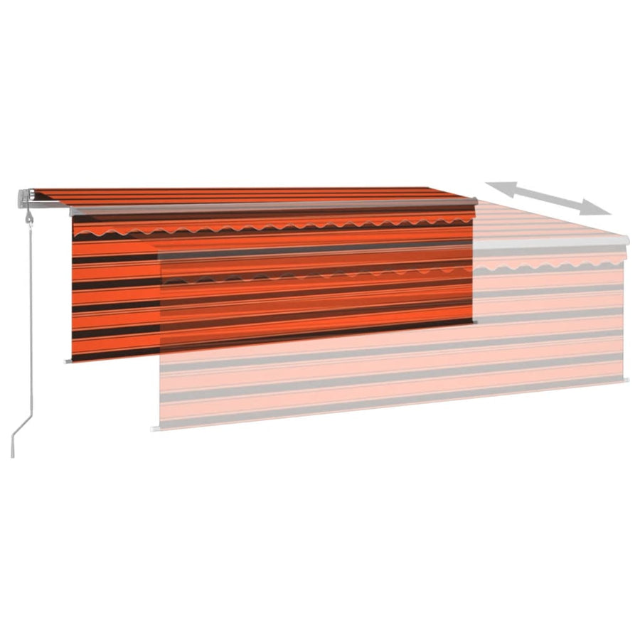 Luifel Met Rolgordijn, Led En Windsensor 4,5X3 M Oranje Bruin 4.5 x 3 m Multikleur