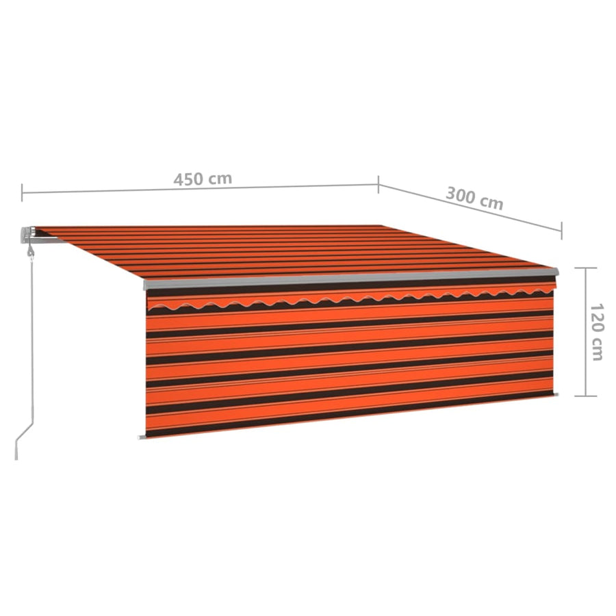 Luifel Met Rolgordijn, Led En Windsensor 4,5X3 M Oranje Bruin 4.5 x 3 m Multikleur