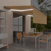 Luifel 5x3 m geel wit handmatig uittrekbaar met LED