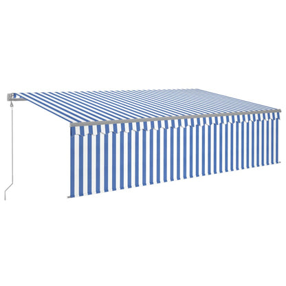 Luifel Automatisch Rolgordijn Led Windsensor 5 x 3 m Blauw en wit