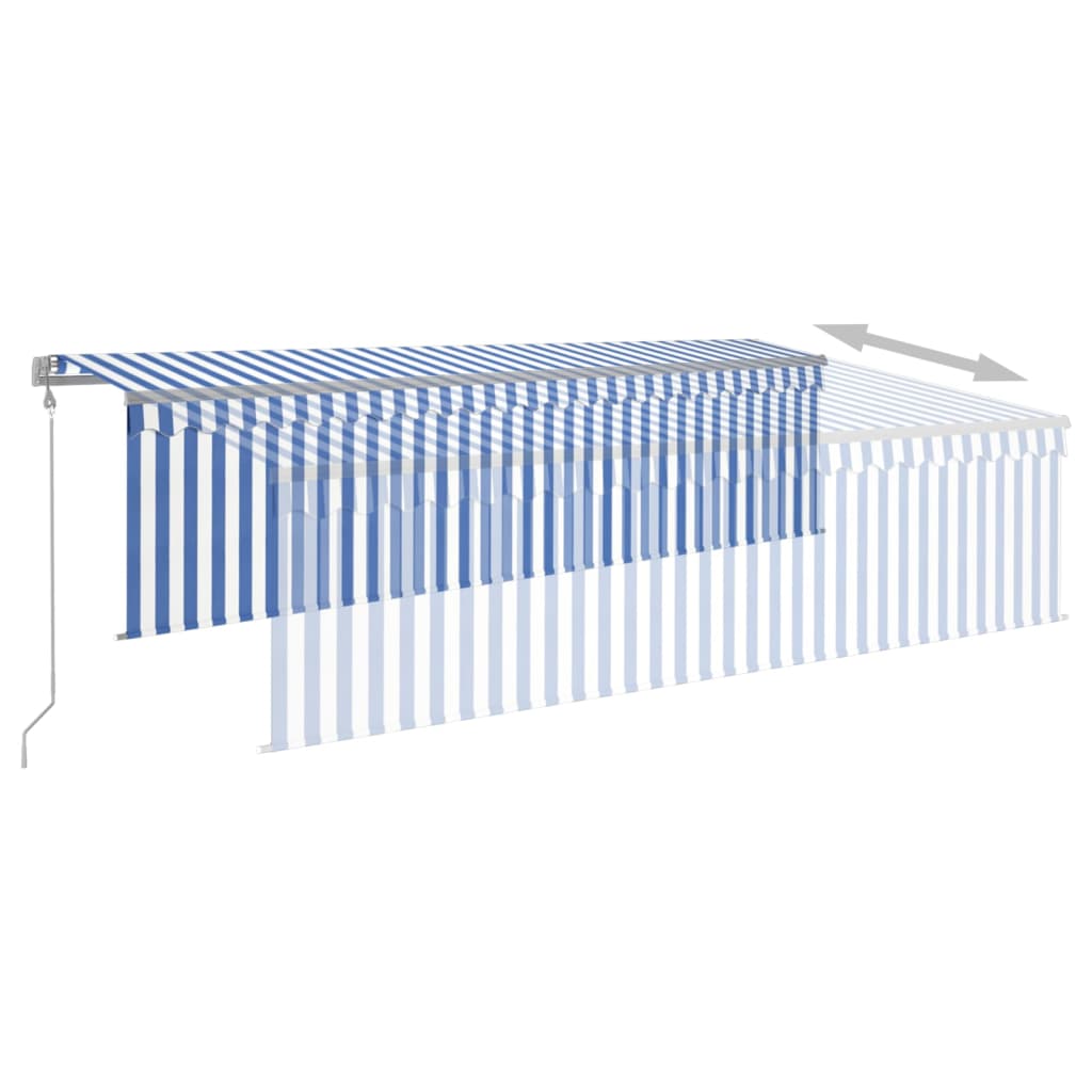 Luifel Automatisch Rolgordijn Led Windsensor 5 x 3 m Blauw en wit