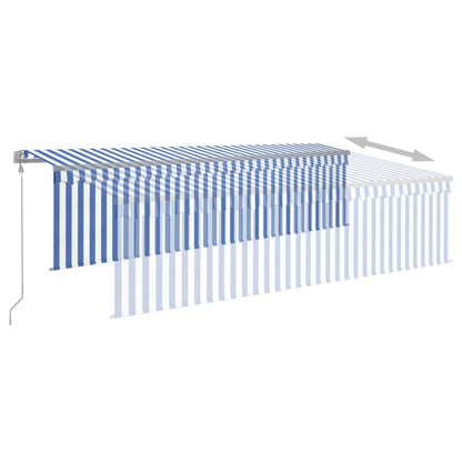 Luifel Automatisch Rolgordijn Led Windsensor 5 x 3 m Blauw en wit
