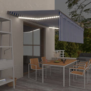 Luifel 5x3 m blauw wit met led en windsensor