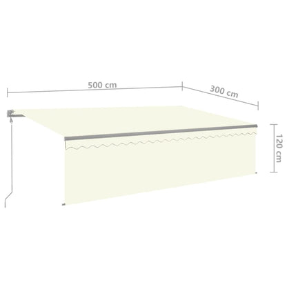 Luifel automatisch met rolgordijn LED windsensor 5x3 m crème