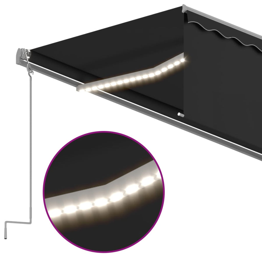 Luifel Automatisch Rolgordijn Led Windsensor 5 x 3 m Antraciet