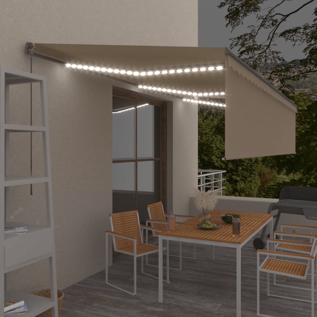 Luifel Handmatig Uittrekbaar Met Rolgordijn En Led 6 x 3 m