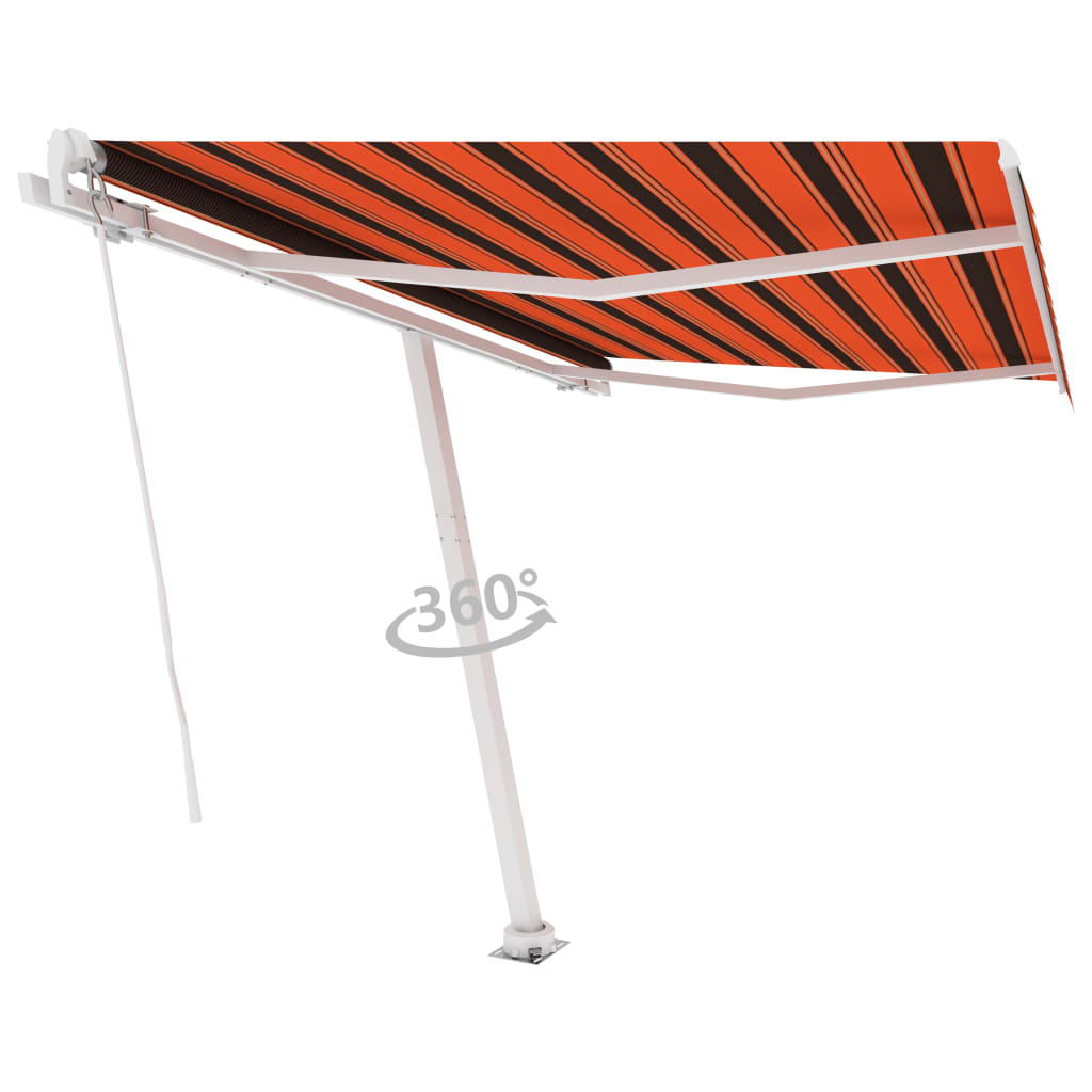 Luifel Vrijstaand Handmatig Uittrekbaar Oranje Bruin 300 x 250 cm Multikleur