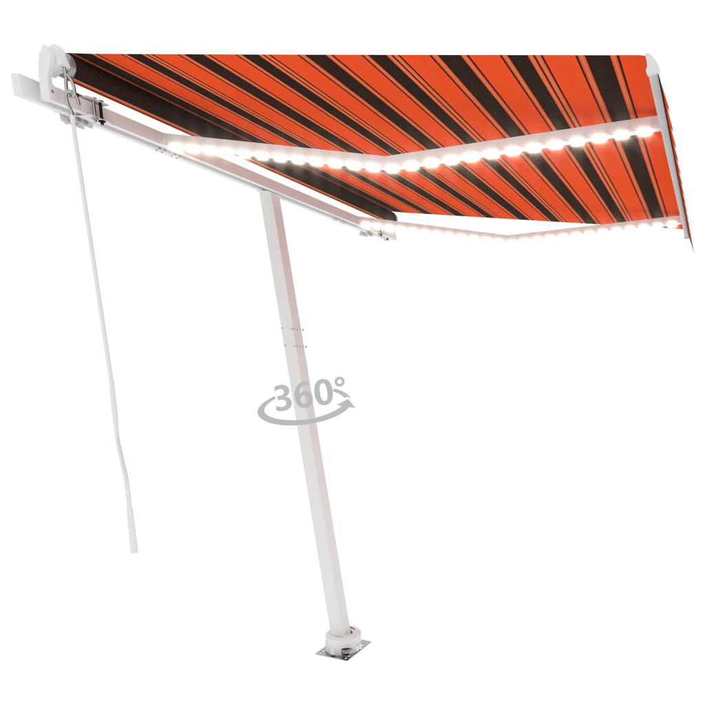 Luifel Handmatig Uittrekbaar Met Led Oranje En Bruin 300 x 250 cm Multikleur