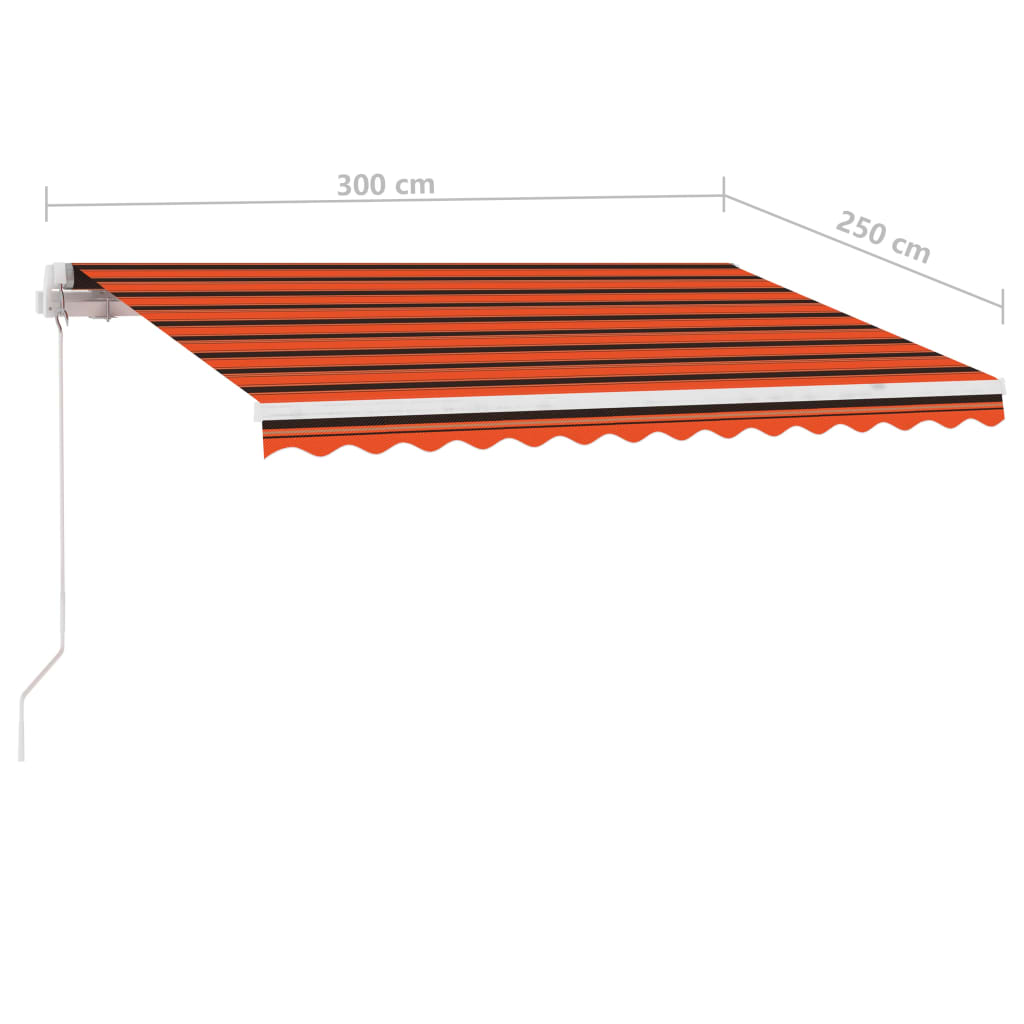 Luifel Handmatig Uittrekbaar Met Led Oranje En Bruin 300 x 250 cm Multikleur