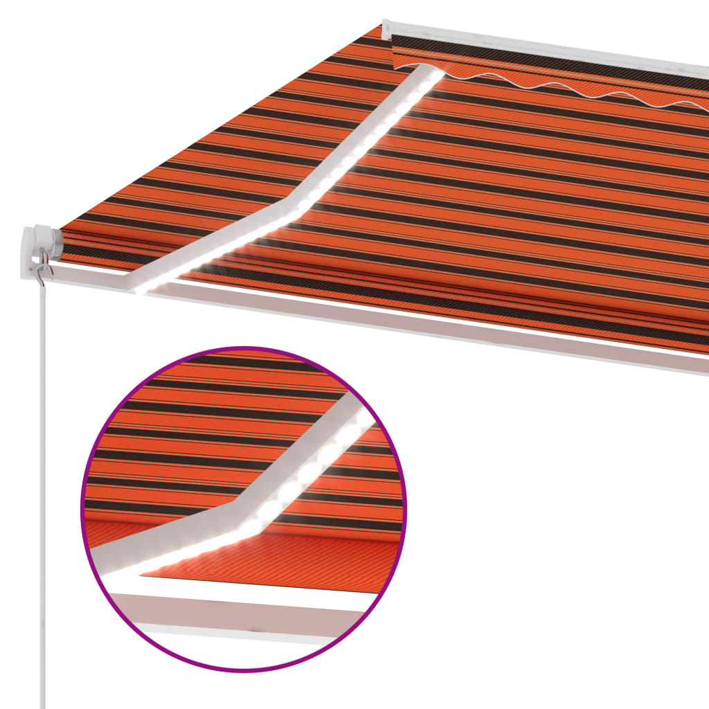Luifel Handmatig Uittrekbaar Met Led Oranje En Bruin 300 x 250 cm Multikleur