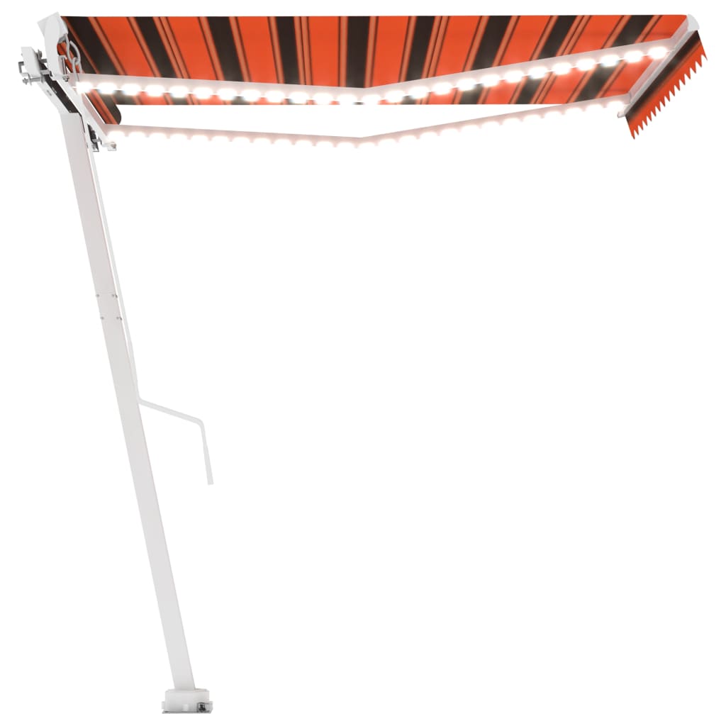 Luifel Handmatig Uittrekbaar Met Led Oranje En Bruin 300 x 250 cm Multikleur