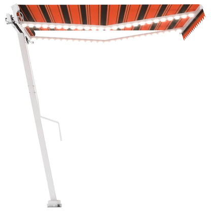 Luifel Handmatig Uittrekbaar Met Led Oranje En Bruin 300 x 250 cm Multikleur