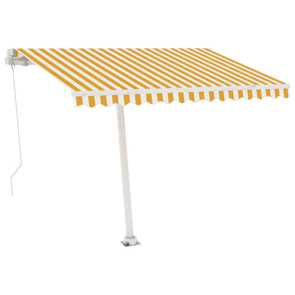 Luifel Vrijstaand Handmatig Uittrekbaar 350 x 250 cm Geel en wit