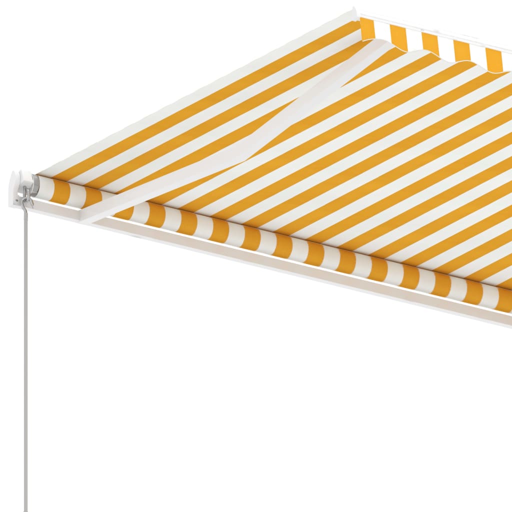 Luifel Vrijstaand Handmatig Uittrekbaar 350 x 250 cm Geel en wit