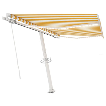 Luifel Handmatig Uittrekbaar Met Led 350X250 Cm Geel En Wit 350 x 250 cm