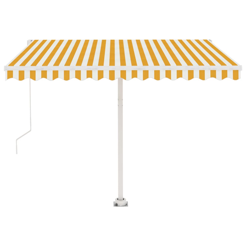 Luifel Handmatig Uittrekbaar Met Led 350X250 Cm Geel En Wit 350 x 250 cm