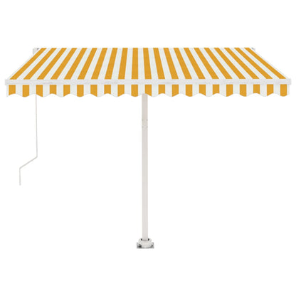 Luifel Handmatig Uittrekbaar Met Led 350X250 Cm Geel En Wit 350 x 250 cm