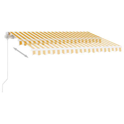 Luifel Handmatig Uittrekbaar Met Led 350X250 Cm Geel En Wit 350 x 250 cm