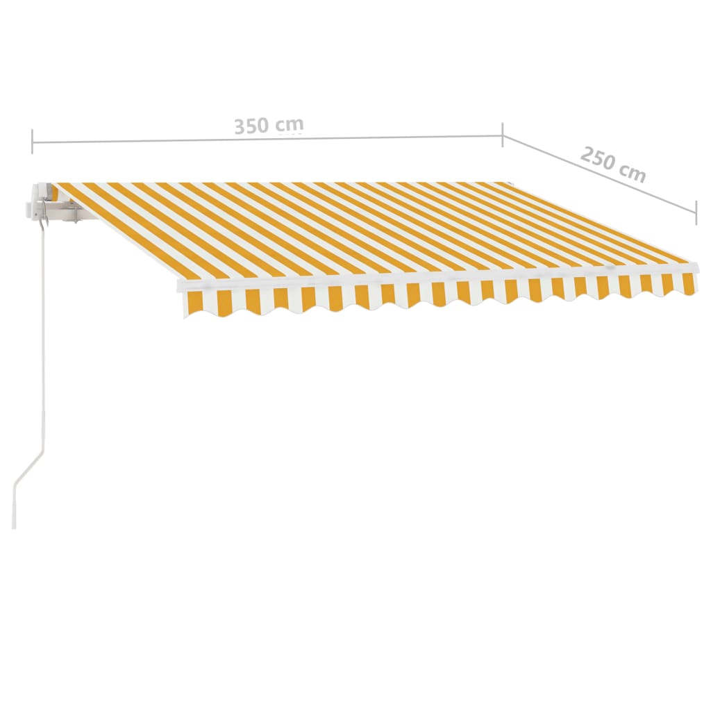 Luifel Handmatig Uittrekbaar Met Led 350X250 Cm Geel En Wit 350 x 250 cm