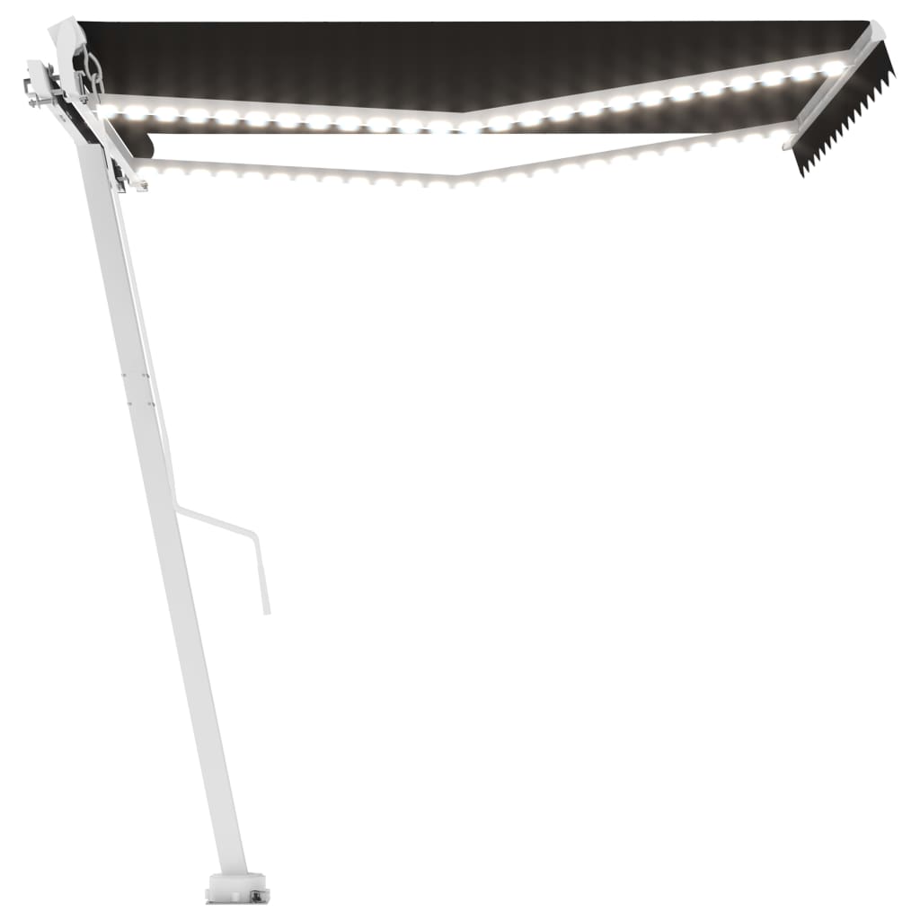 Luifel Handmatig Uittrekbaar Met Led 350X250 Cm Antracietkleur 350 x 250 cm