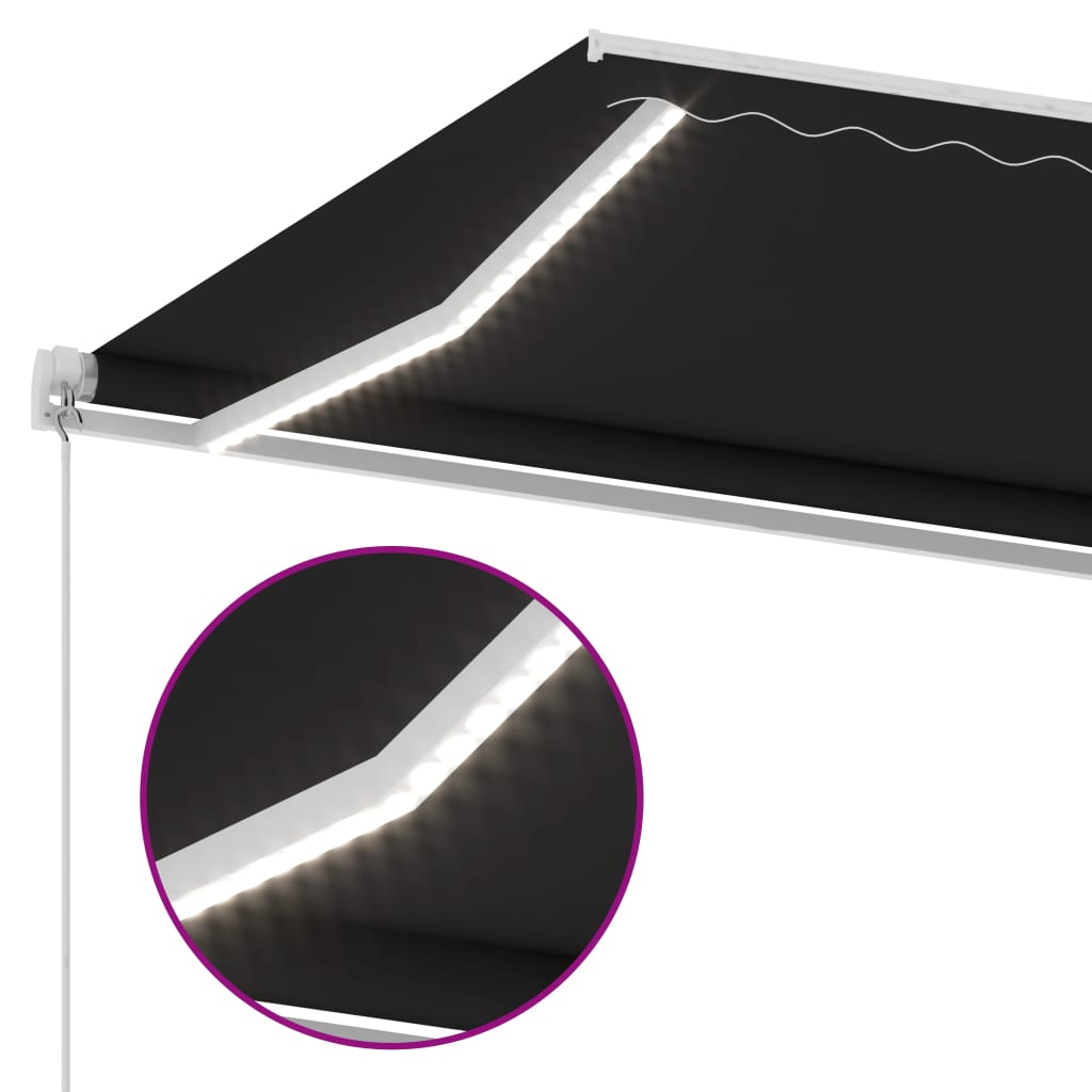 Luifel Handmatig Uittrekbaar Met Led 350X250 Cm Antracietkleur 350 x 250 cm